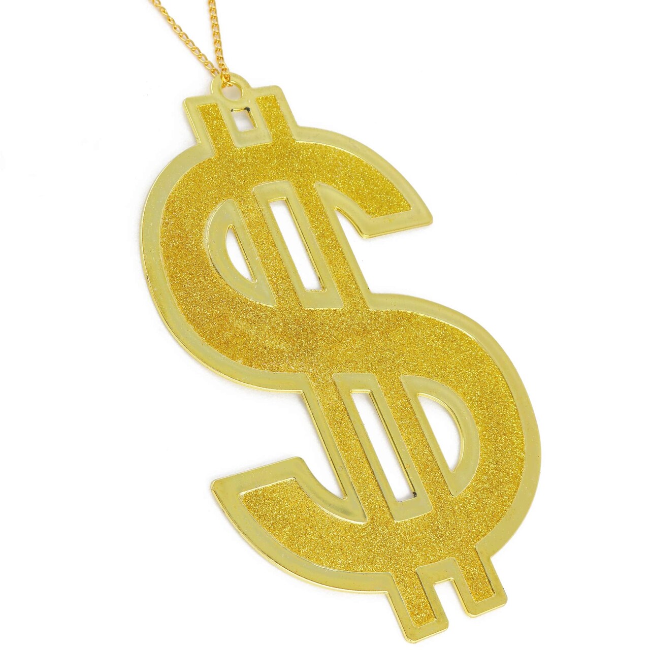 Hip Hop Gold Necklace - Rapper Dollar Sign Medallion Golden Chain Costume Bling Jewelry